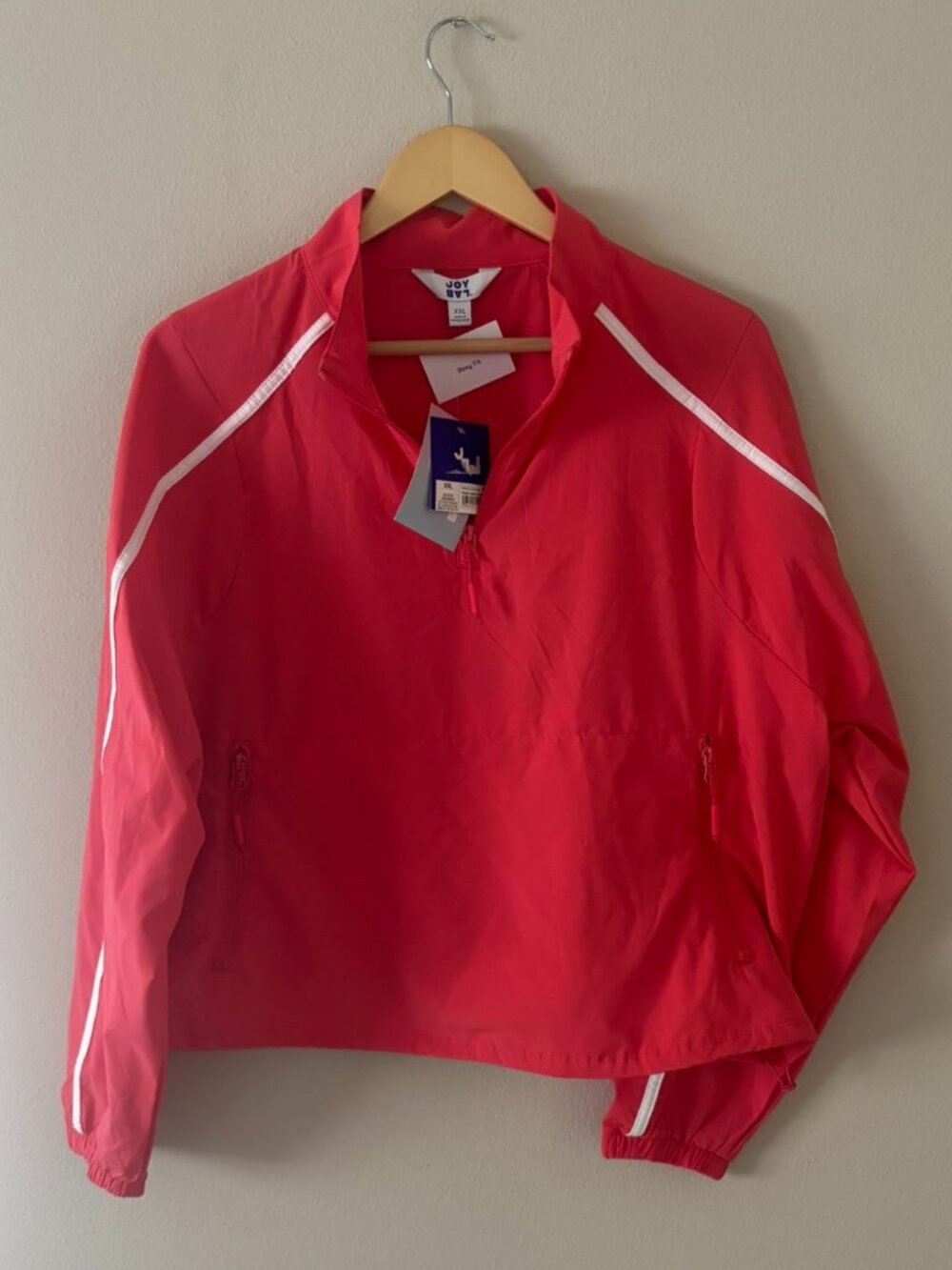 Joy Lab Orange Windbreaker XXL Zipper Pockets Boxy Fit NWT